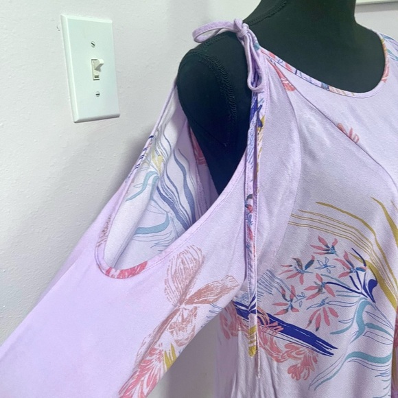 FRE PEOPLE Lavender  mini Floral Cold Shoulder Dress XS - Picture 4 of 8